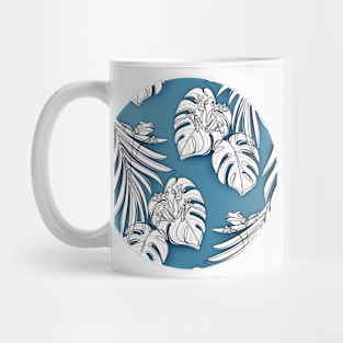 Minimalistic Continuous Line Tropical Frogs Mug